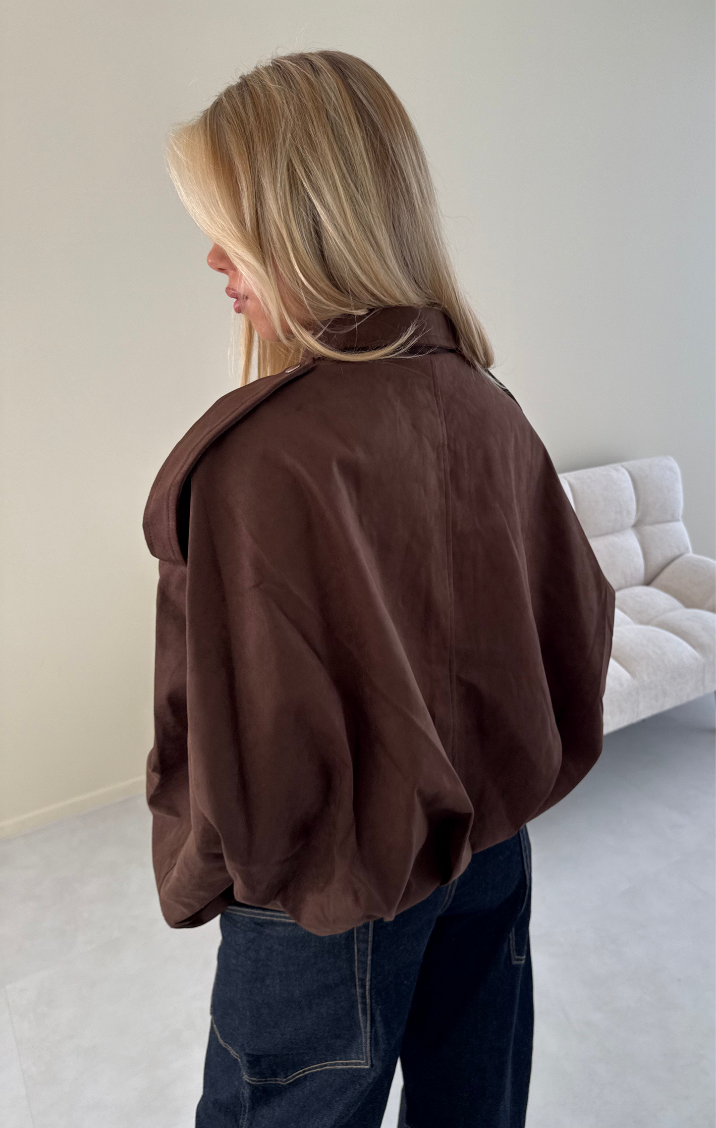 Suede look jacket brown