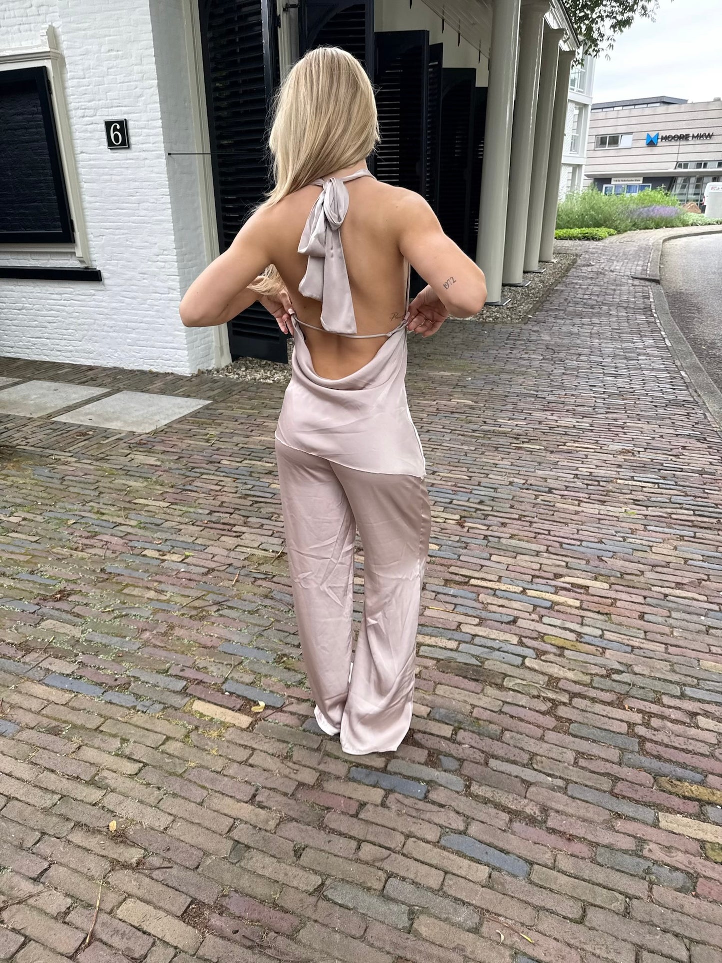 Satin trouser beige