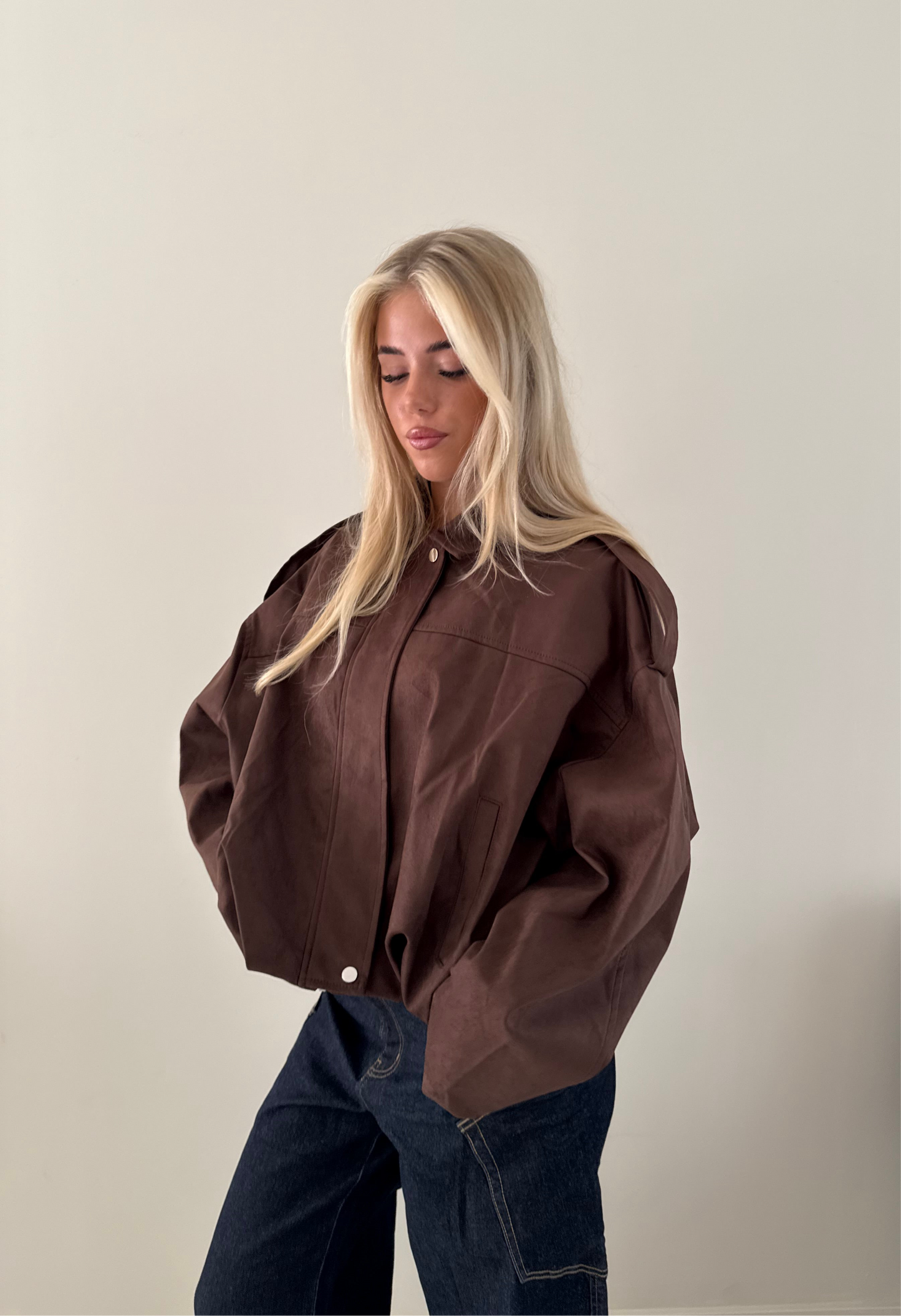 Suede look jacket brown