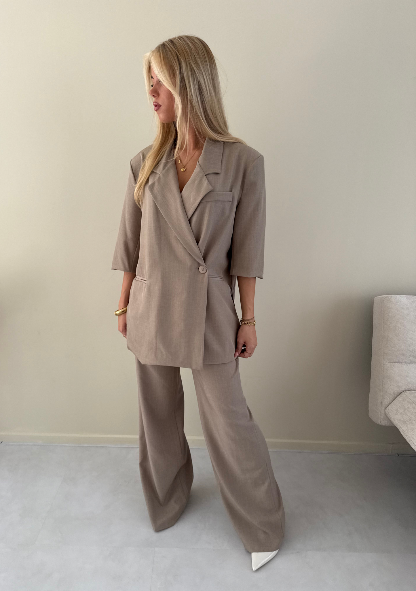 Oversized blazer taupe