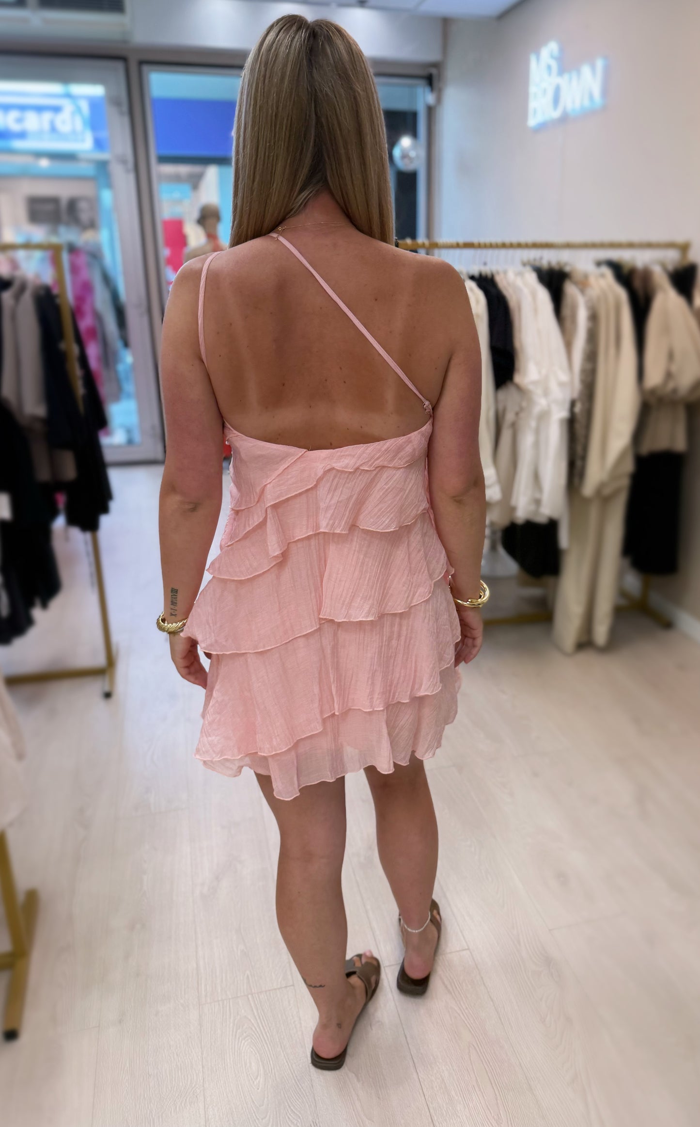 Layered ruffle dress - pink
