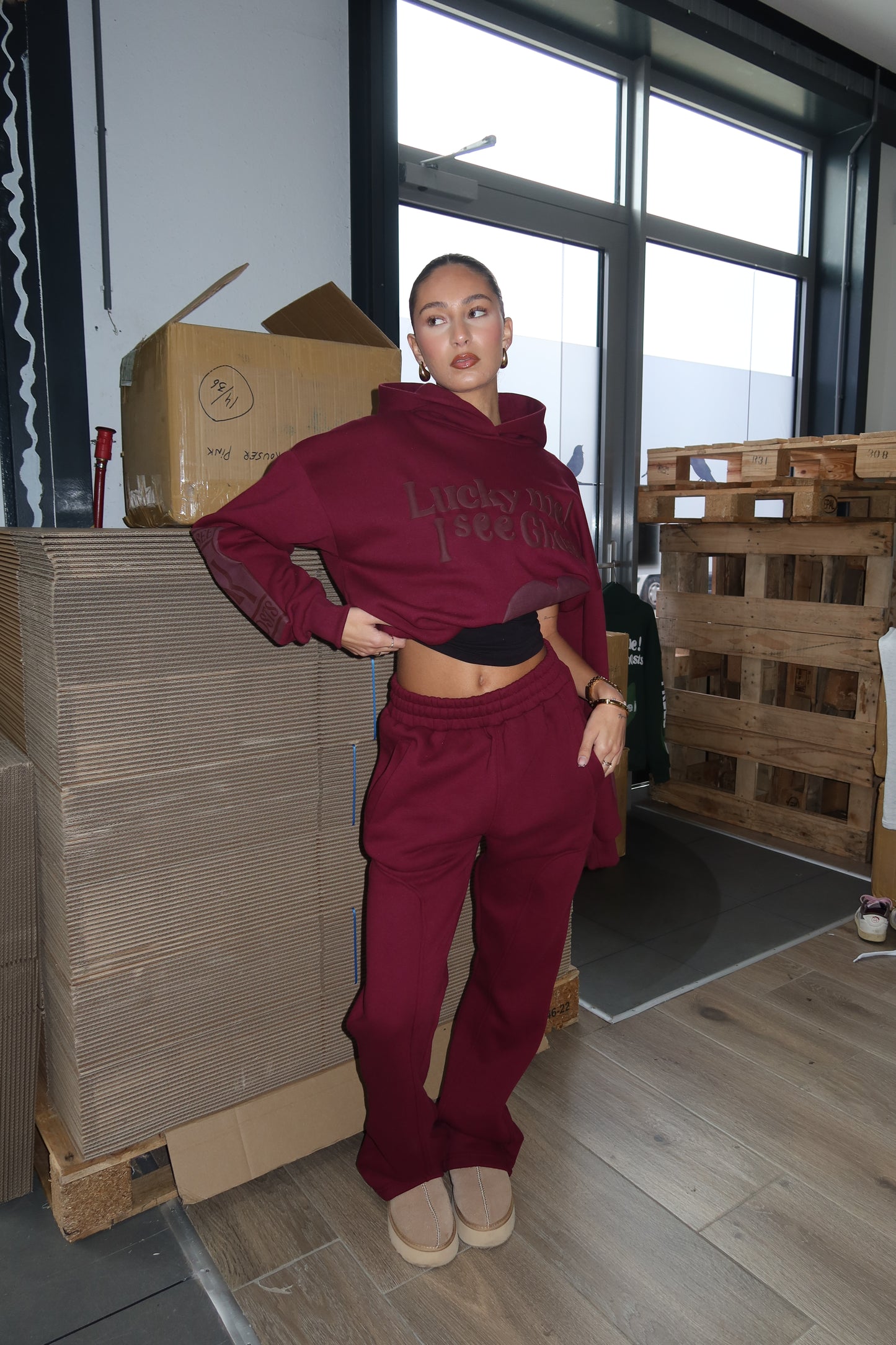LUCKY ME TRACKSUIT - BURGUNDY