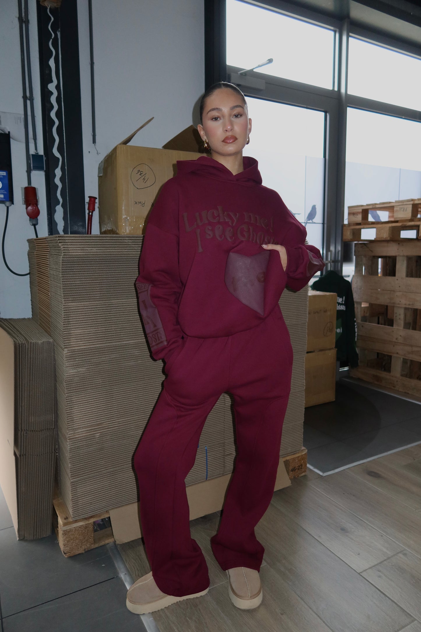 LUCKY ME TRACKSUIT - BURGUNDY