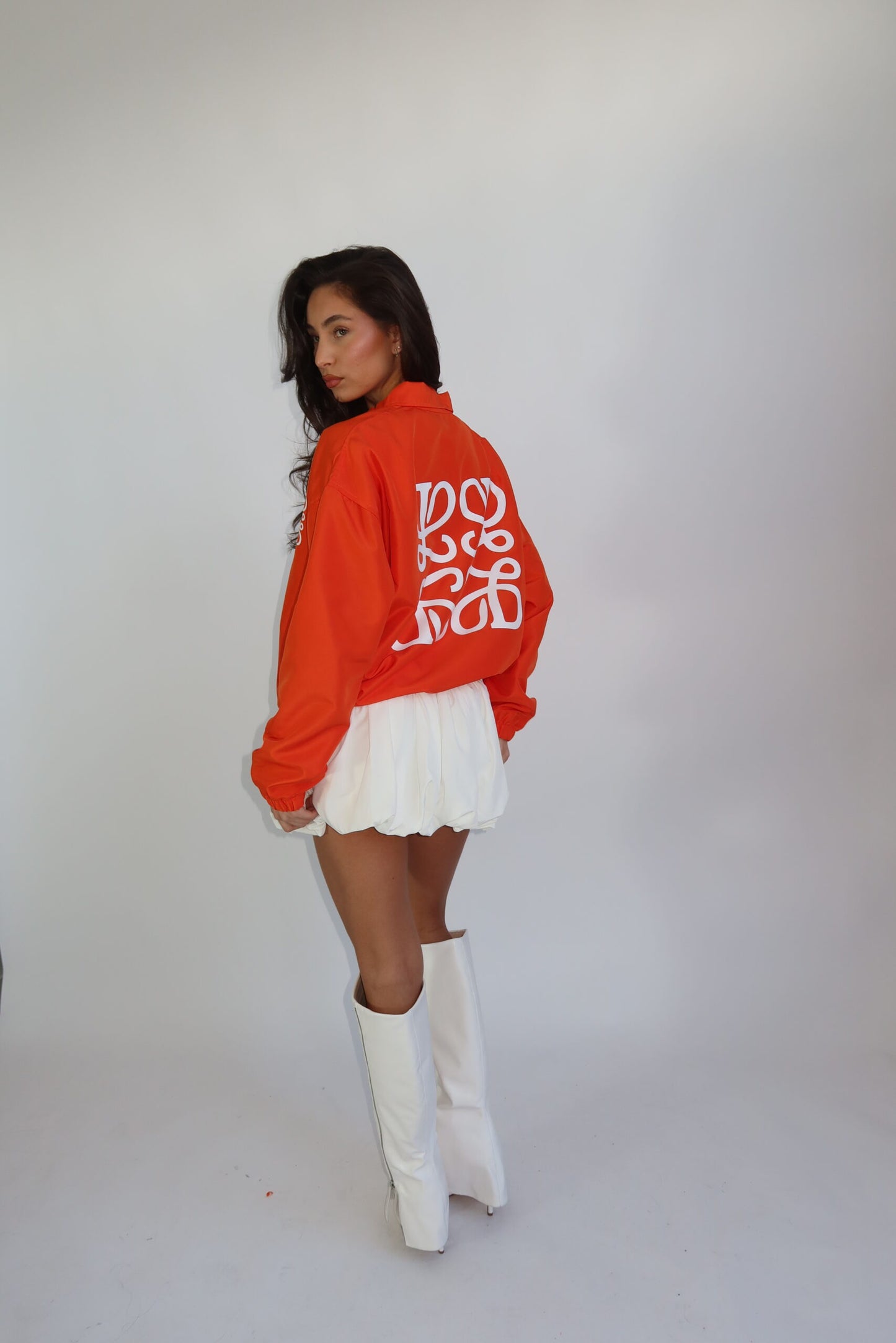 The monogram jacket orange