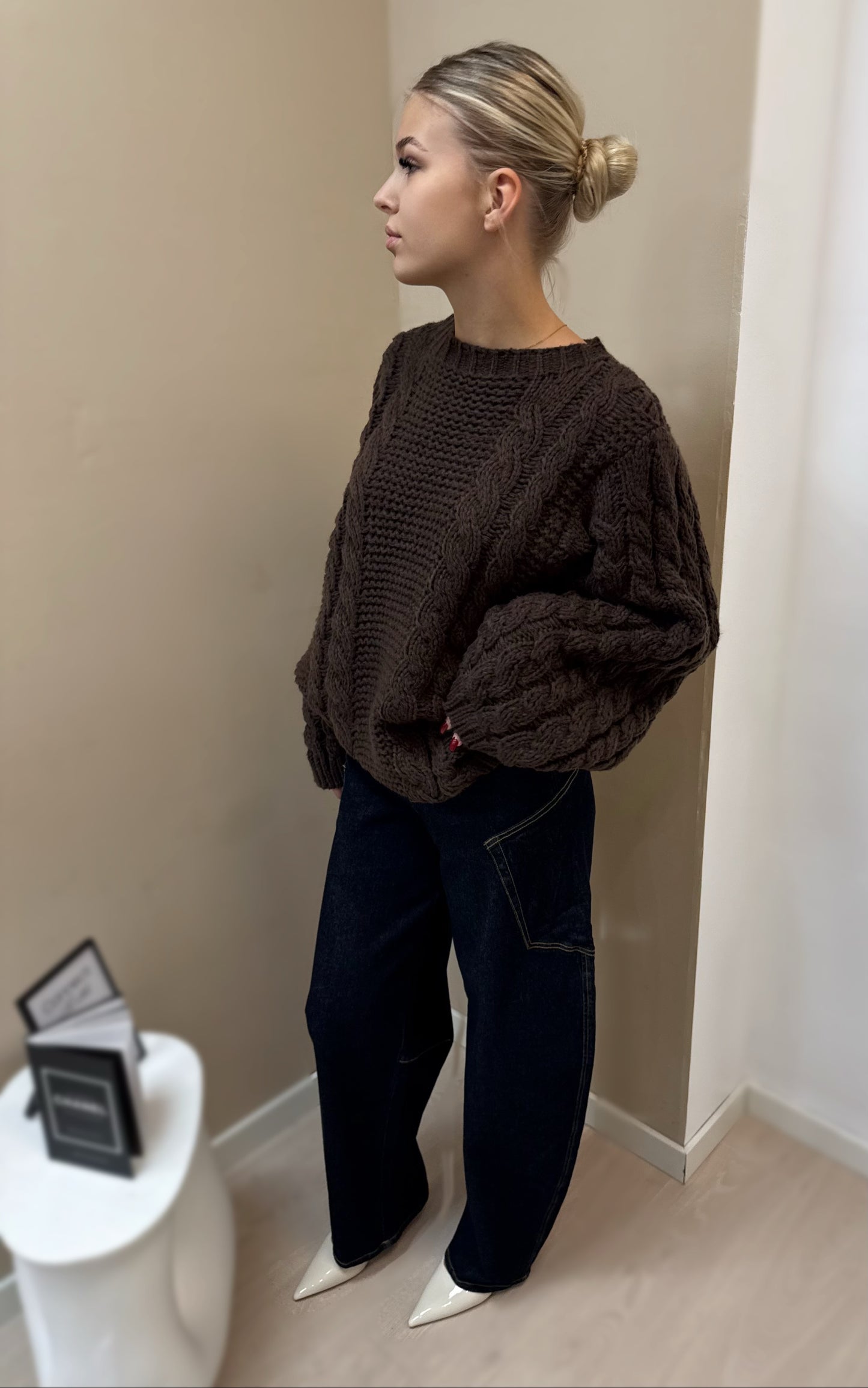 knit sweater brown