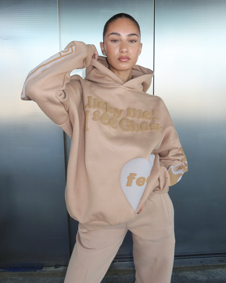 LUCKY ME HOODIE - SAND