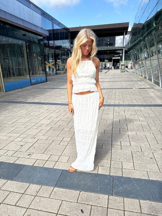 Distressed maxi skirt Cream