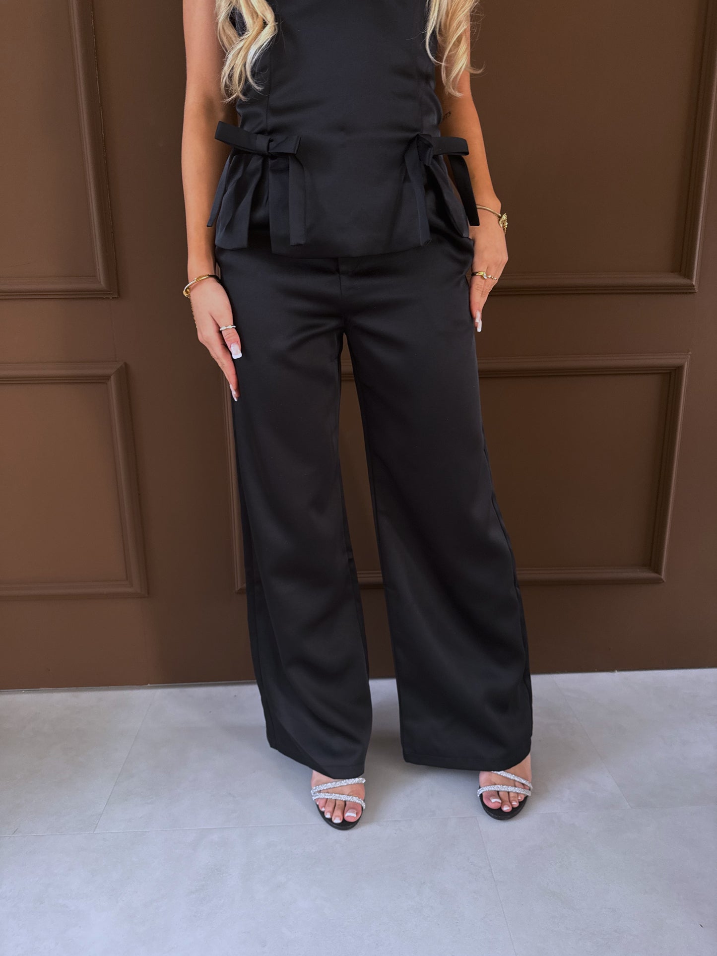 satin trouser black