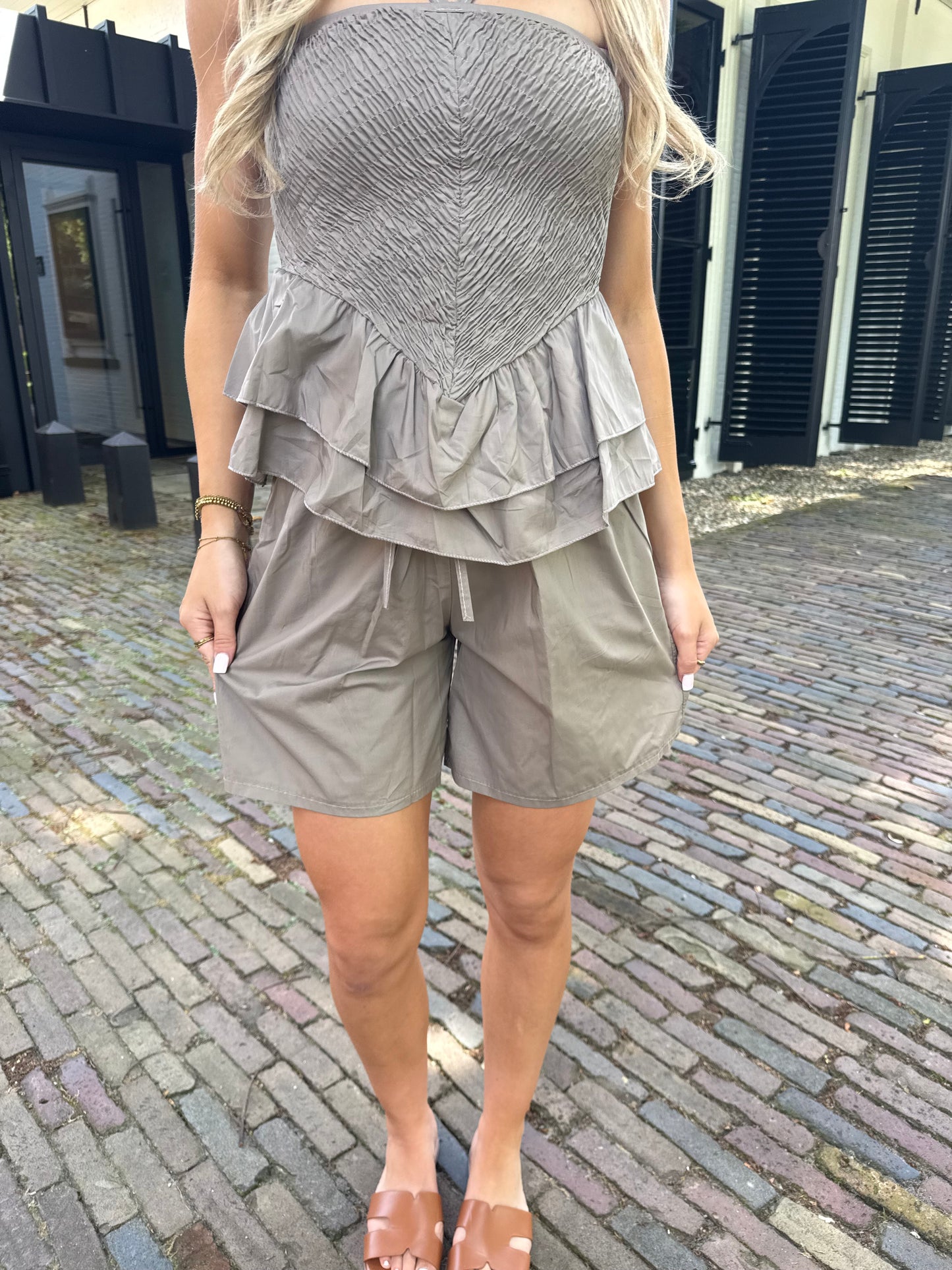 Cotton short taupe