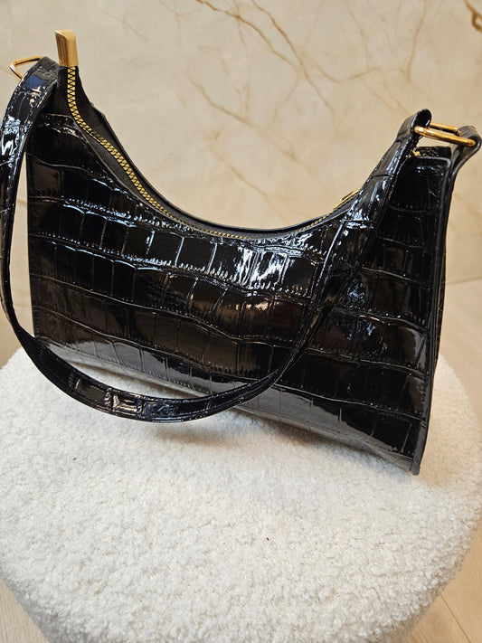 CROCO BAG -BLACK