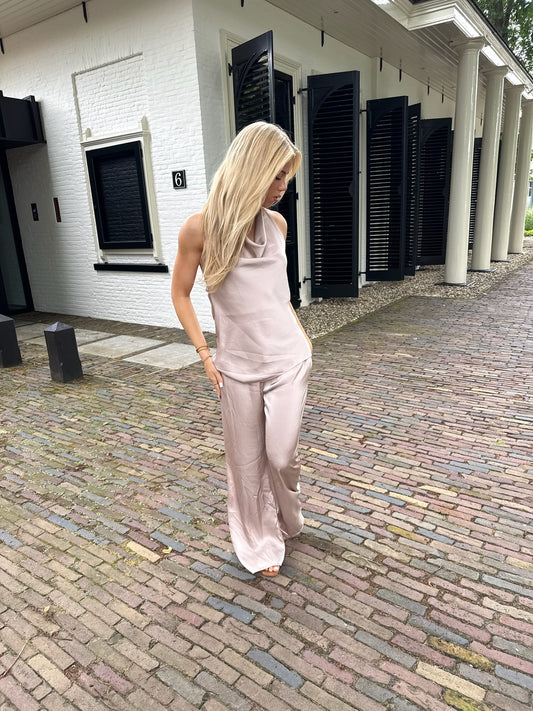 Satin trouser beige