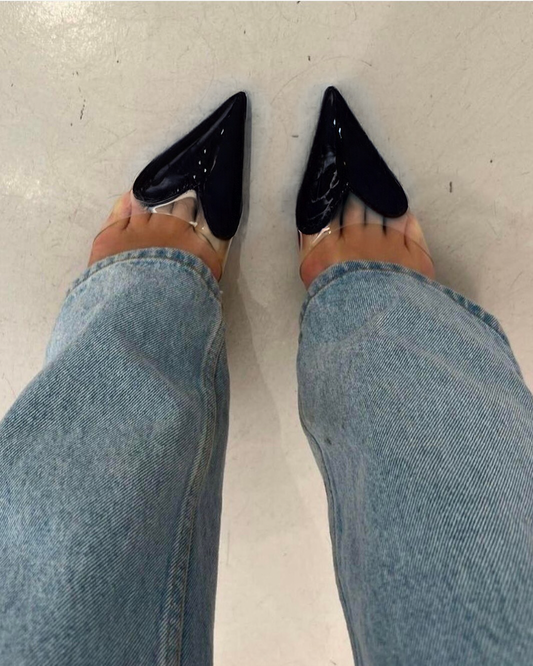 SLINGEBACK HEART HEELS - BLACK