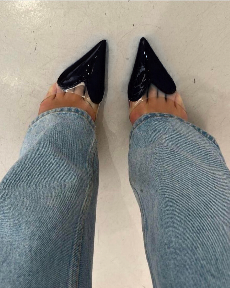 SLINGEBACK HEART HEELS - BLACK