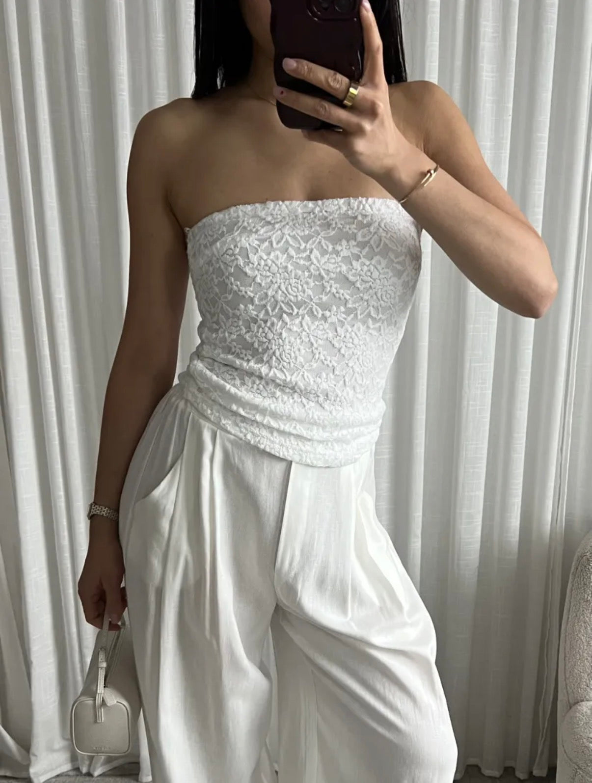 Lace tube top white