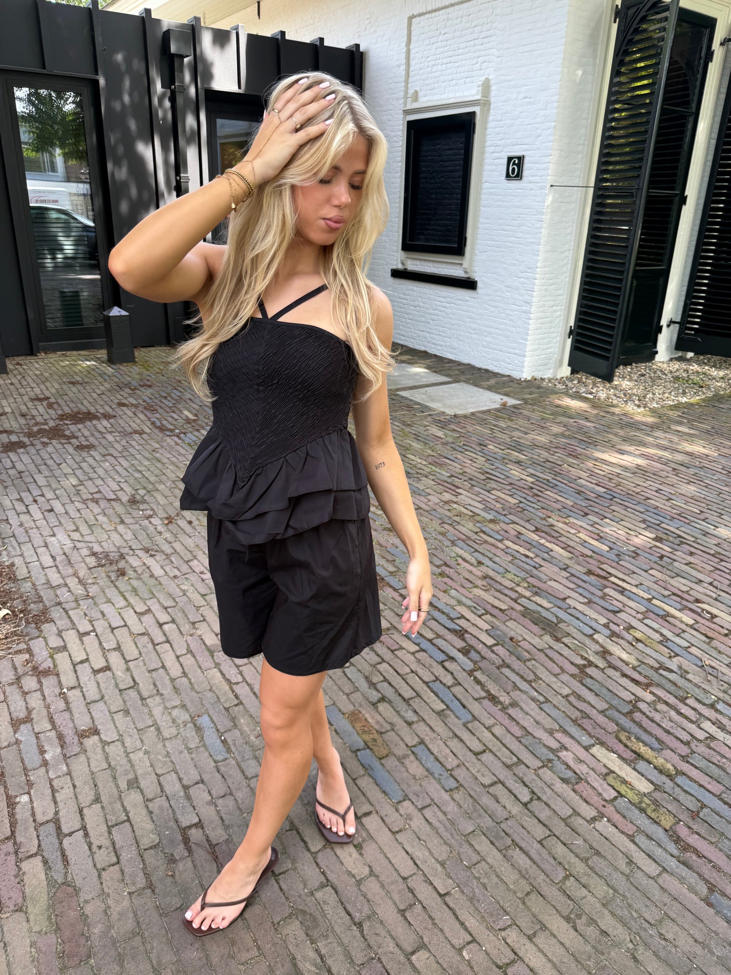 Peplum cotton top black