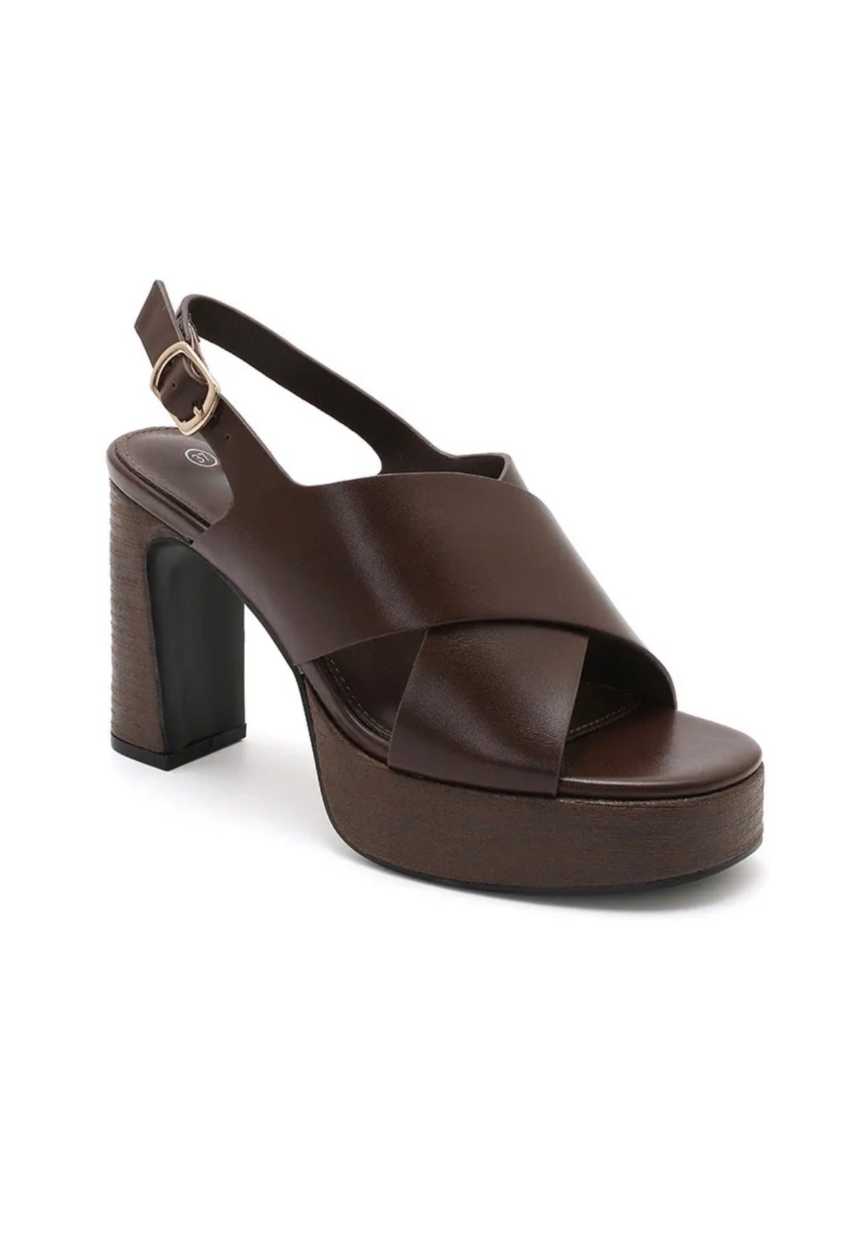 Heeled sandal brown