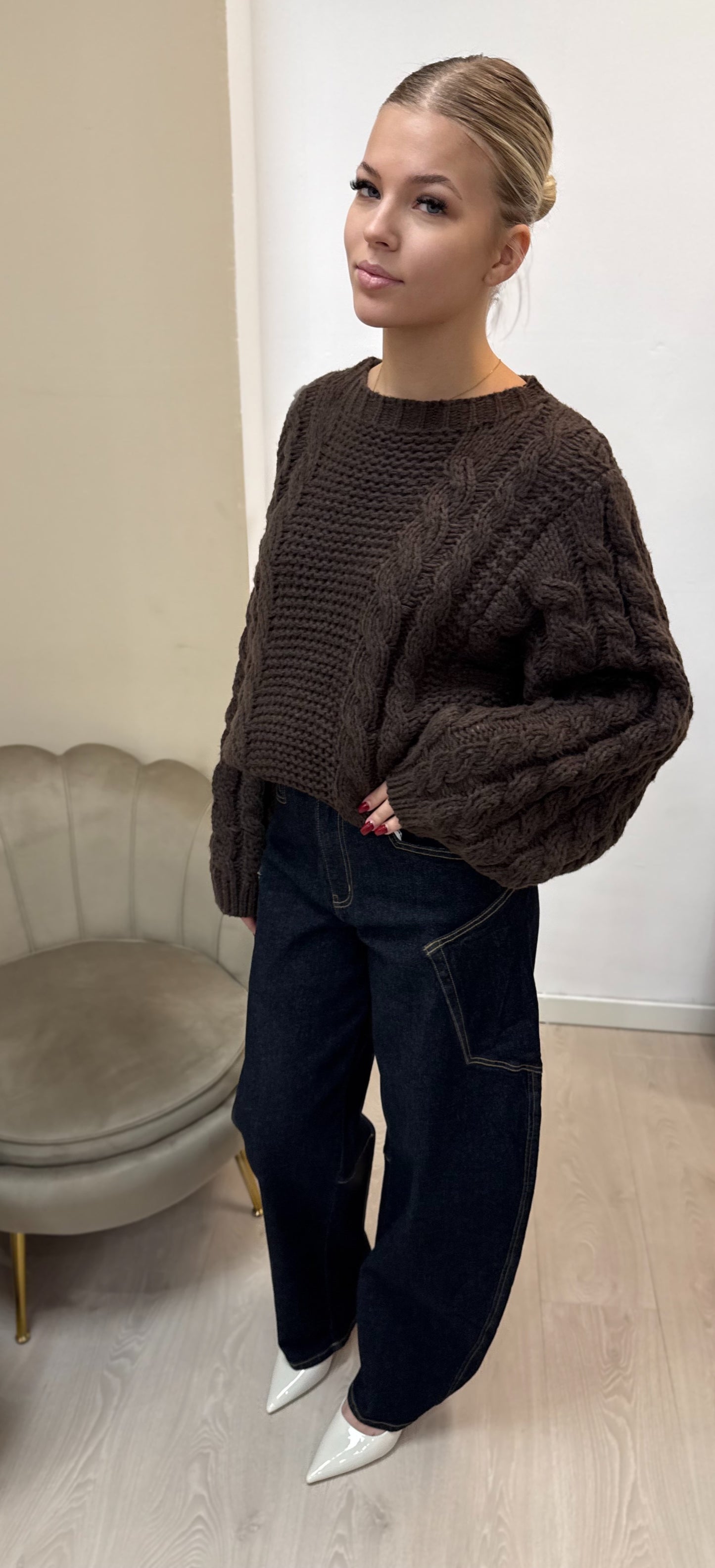 knit sweater brown