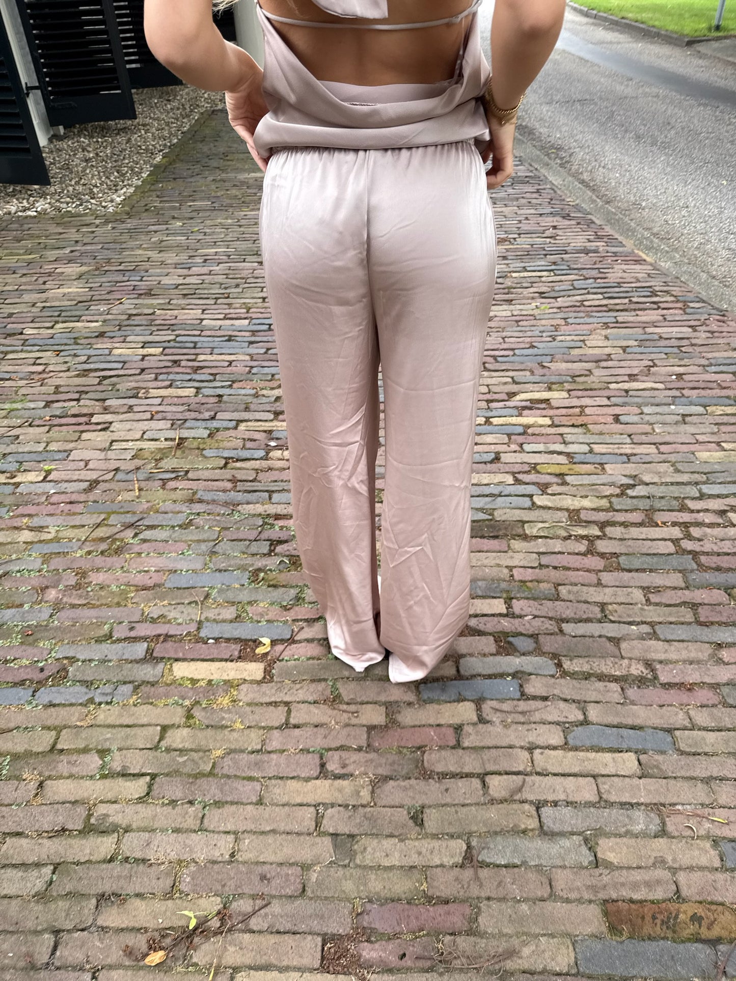 Satin trouser beige
