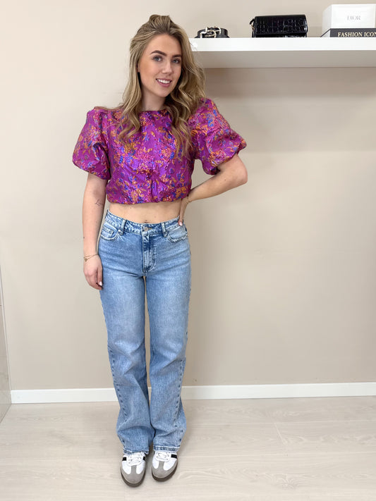 FLOWER CROP TOP - FUCHSIA