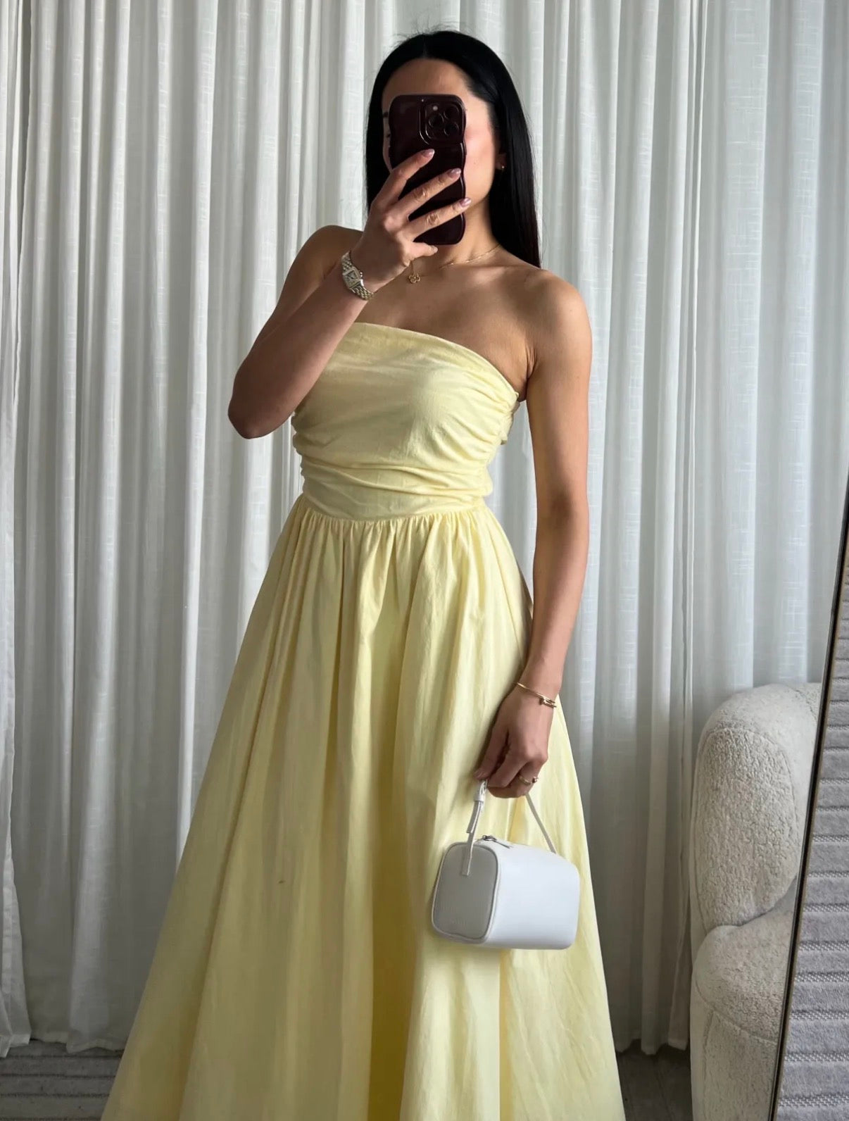 Strapless maxi dress yellow