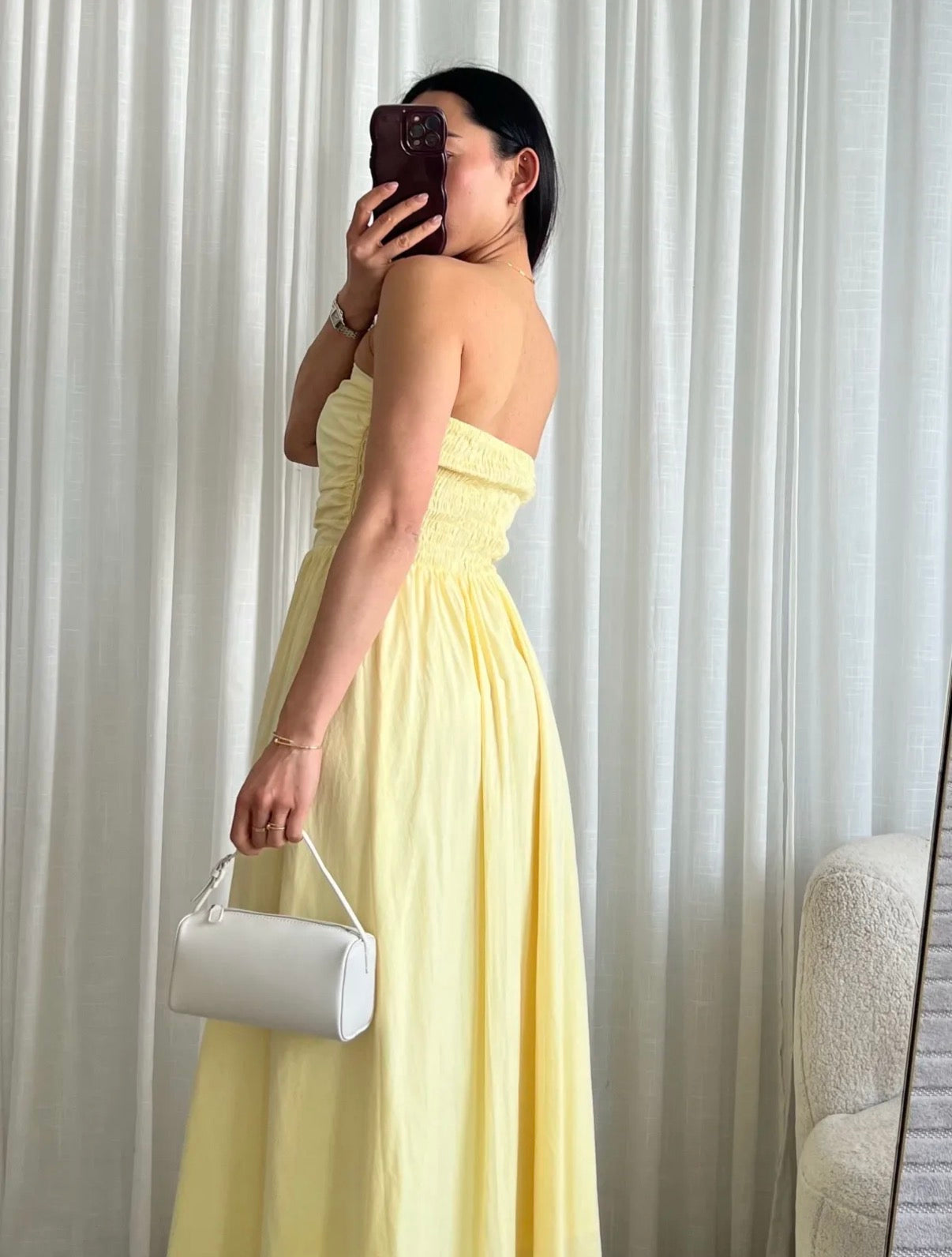 Strapless maxi dress yellow