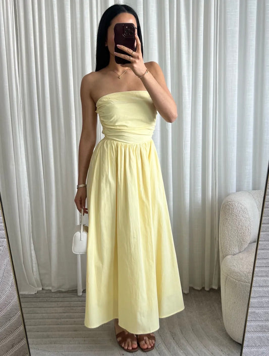 Strapless maxi dress yellow