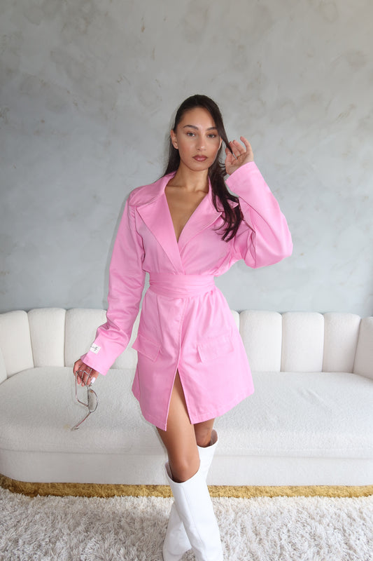 Priority denim beltdress - pink