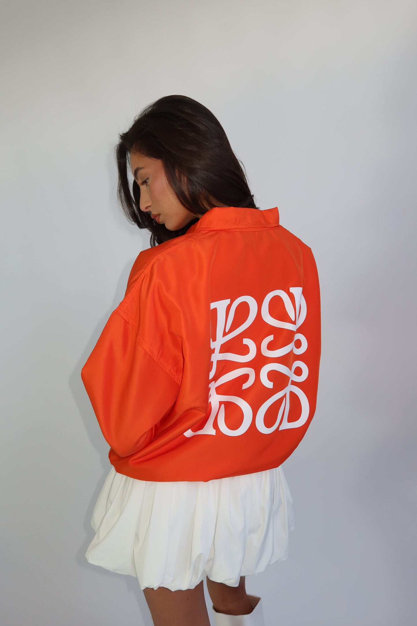 The monogram jacket orange