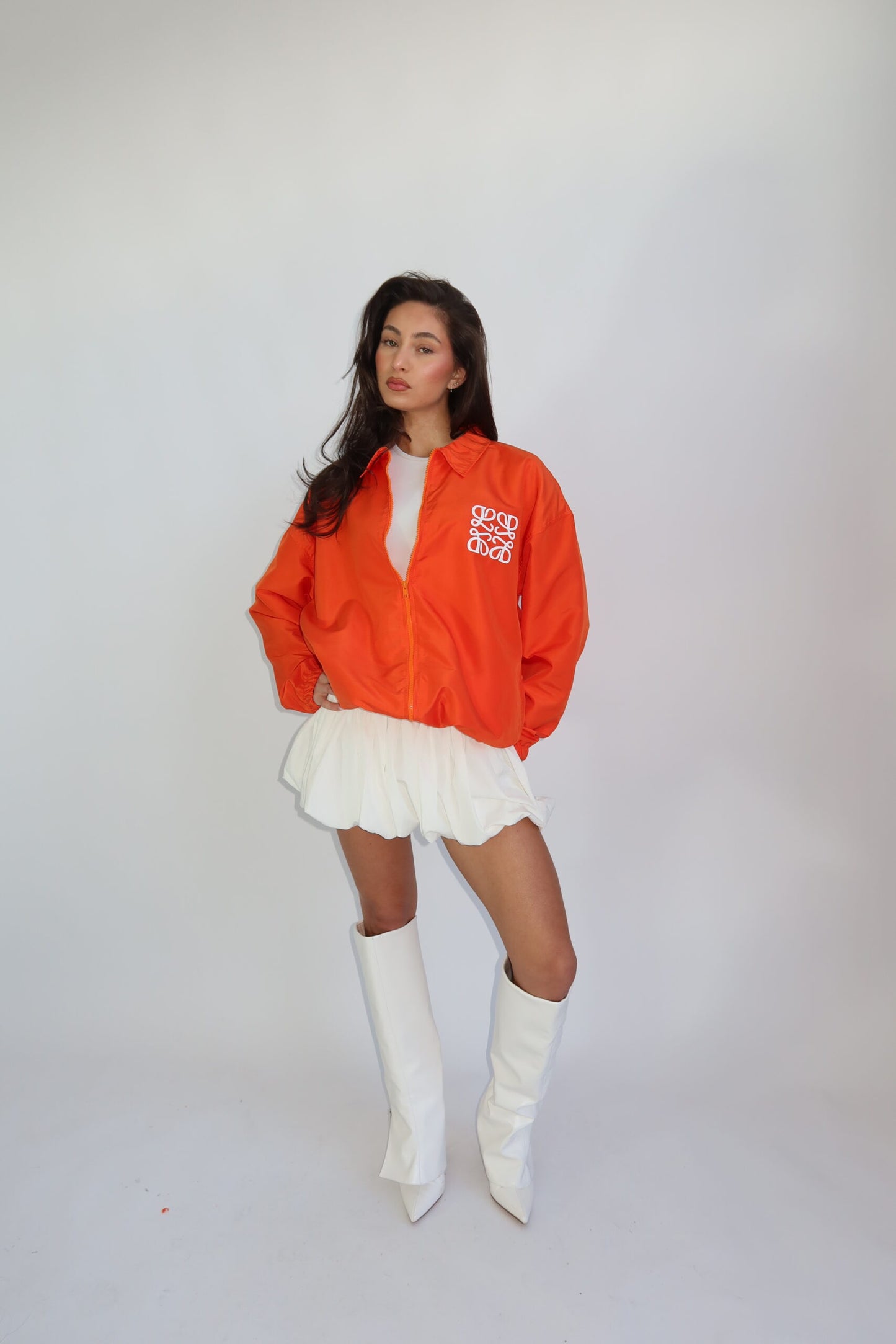 The monogram jacket orange