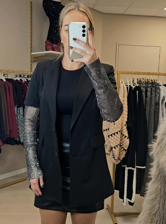 RHINESTONE SLEEVE BLAZER