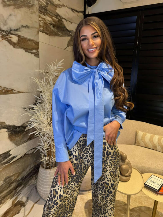 BOW BLOUSE - BLUE