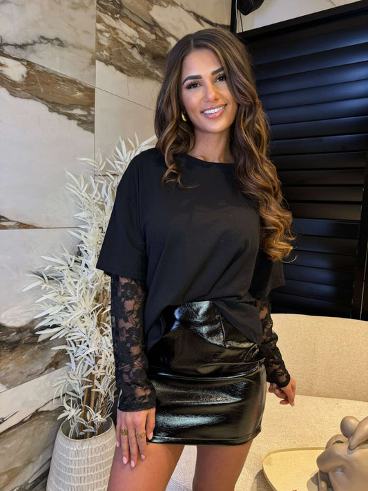 LACE SLEEVE T-SHIRT