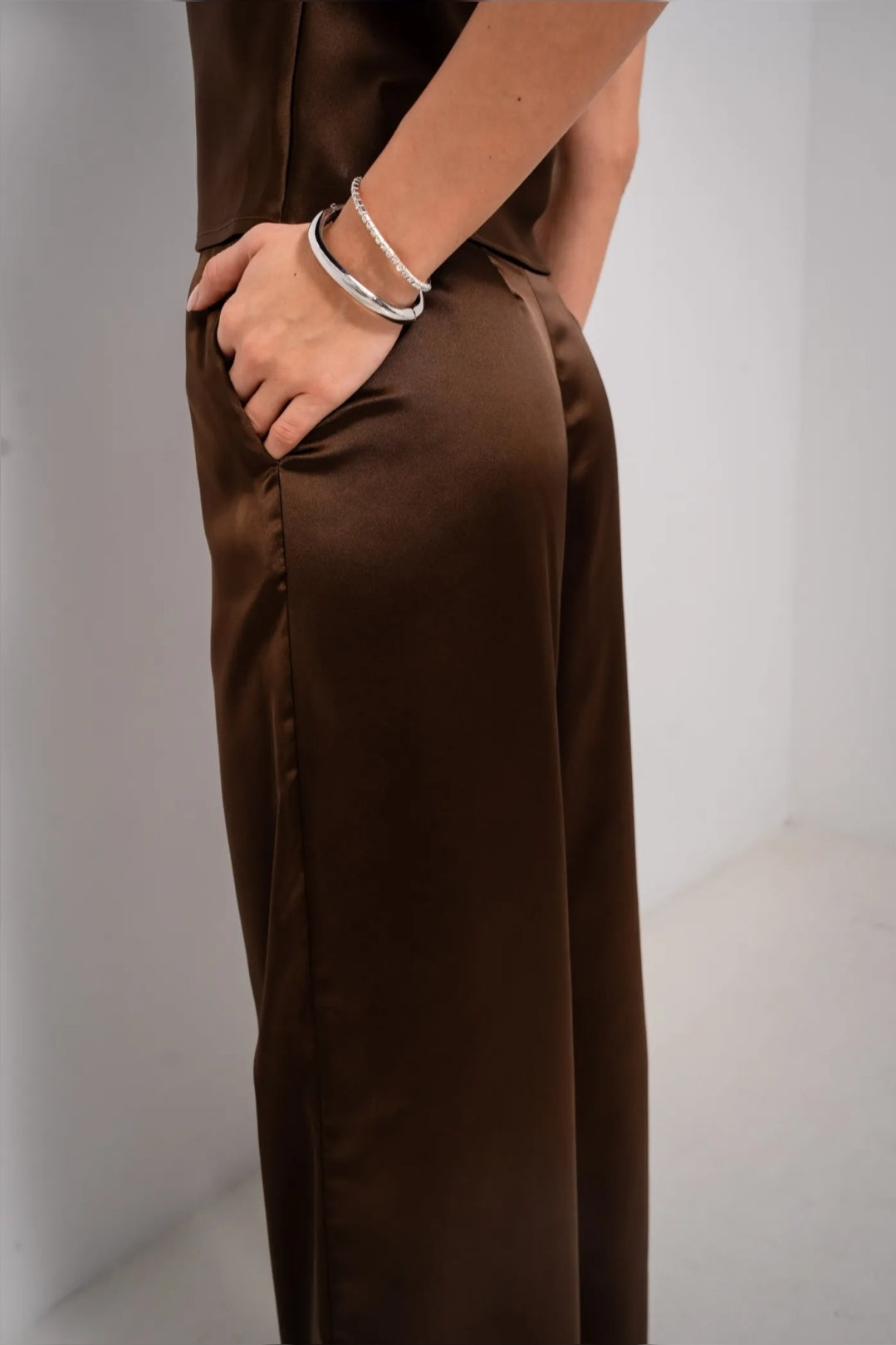 Satin trouser brown
