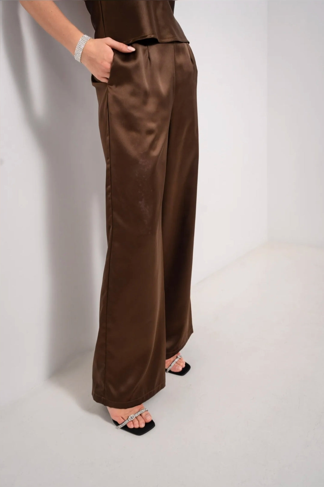 Satin trouser brown
