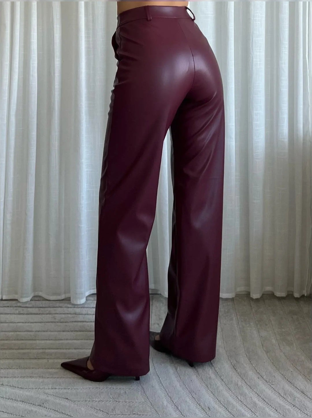 Pu leather trouser burgundy