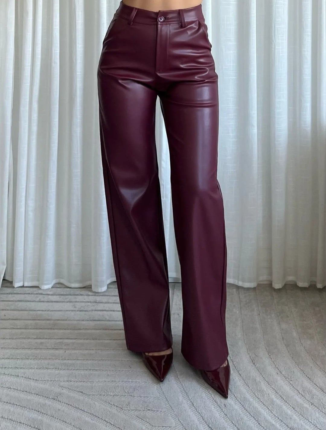 Pu leather trouser burgundy